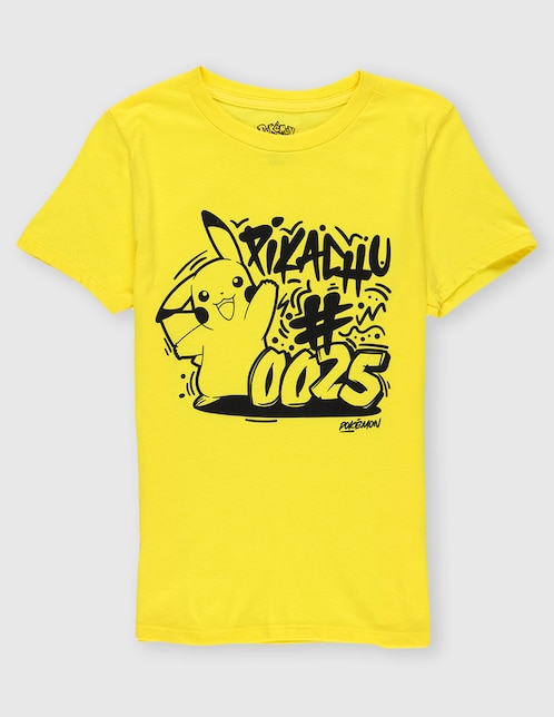 Playera Optima Pikachu Pokémon manga corta para niño