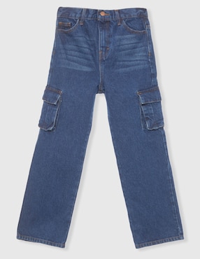 Jeans cargo straight Weekend lavado obscuro para niño