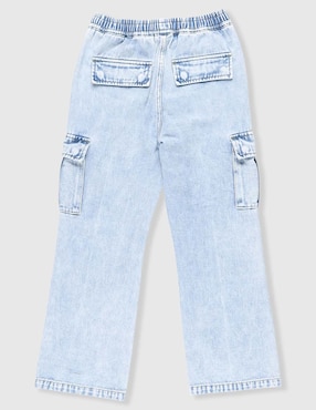 Jeans cargo amplio Weekend lavado claro para niña