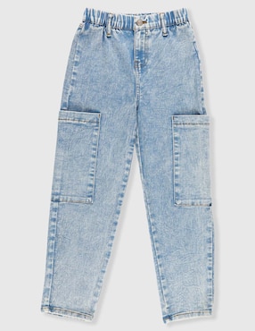Jeans cargo baggy Weekend lavado bitono para niña