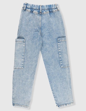 Jeans cargo baggy Weekend lavado bitono para niña