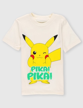 Playera Optima Pikachu Pokémon manga corta para niño