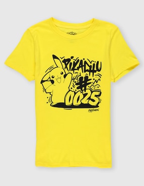 Playera Optima Pikachu Pokémon manga corta para niño