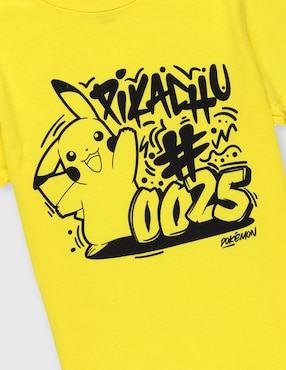 Playera Optima Pikachu Pokémon manga corta para niño
