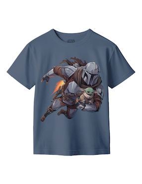Playera Star Wars Din Djarin y Grogu manga corta para niño