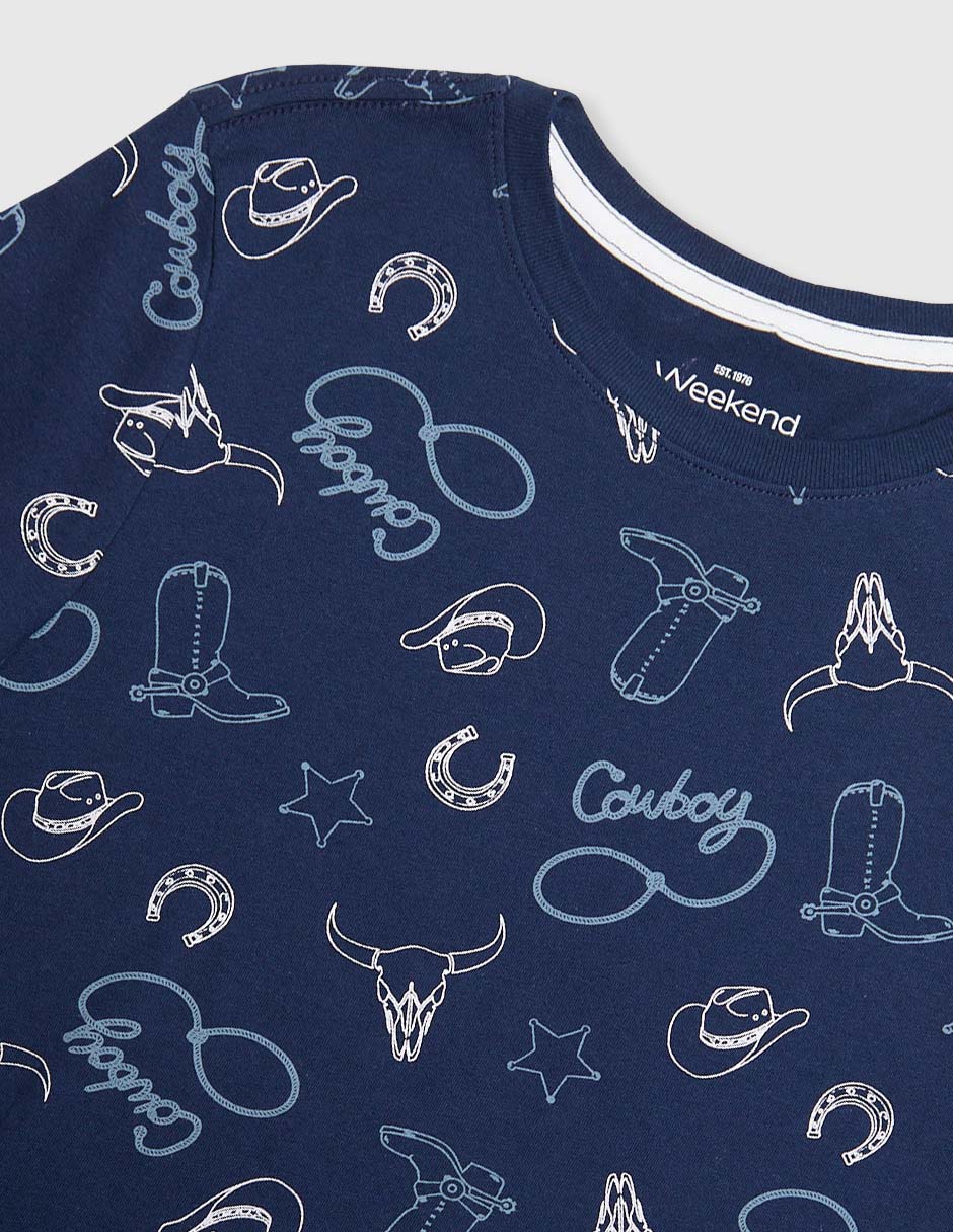 PLAYERA WEEKEND, 8, DRESS BLUES ESTAMPA