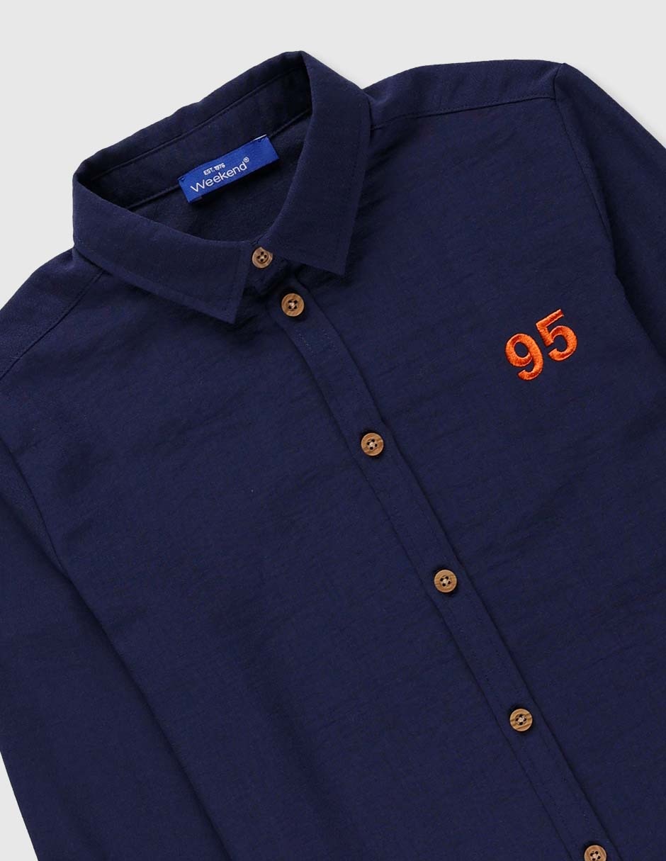 Camisa casual de algodón manga larga para niño 3
