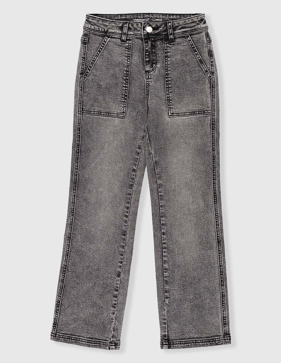 Jeans straight deslavado para niña Jeans straight deslavado para niña