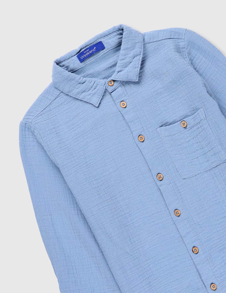 Camisa casual de algodón manga larga para niño 3
