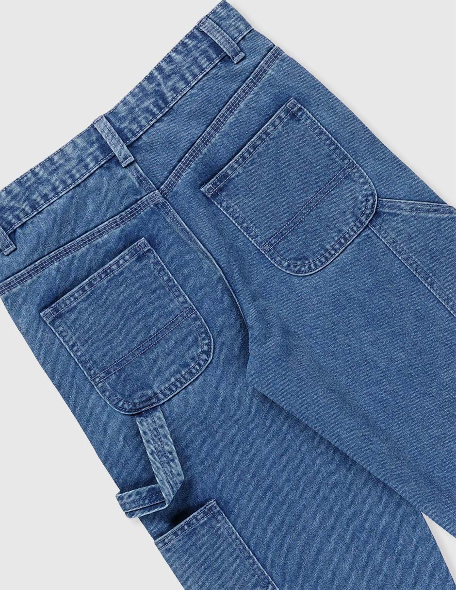 Jeans carpenter amplio lavado medio para niño 3