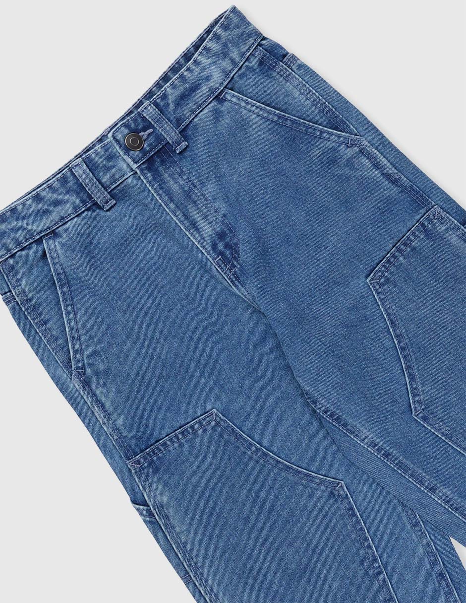 Jeans carpenter amplio lavado medio para niño 4