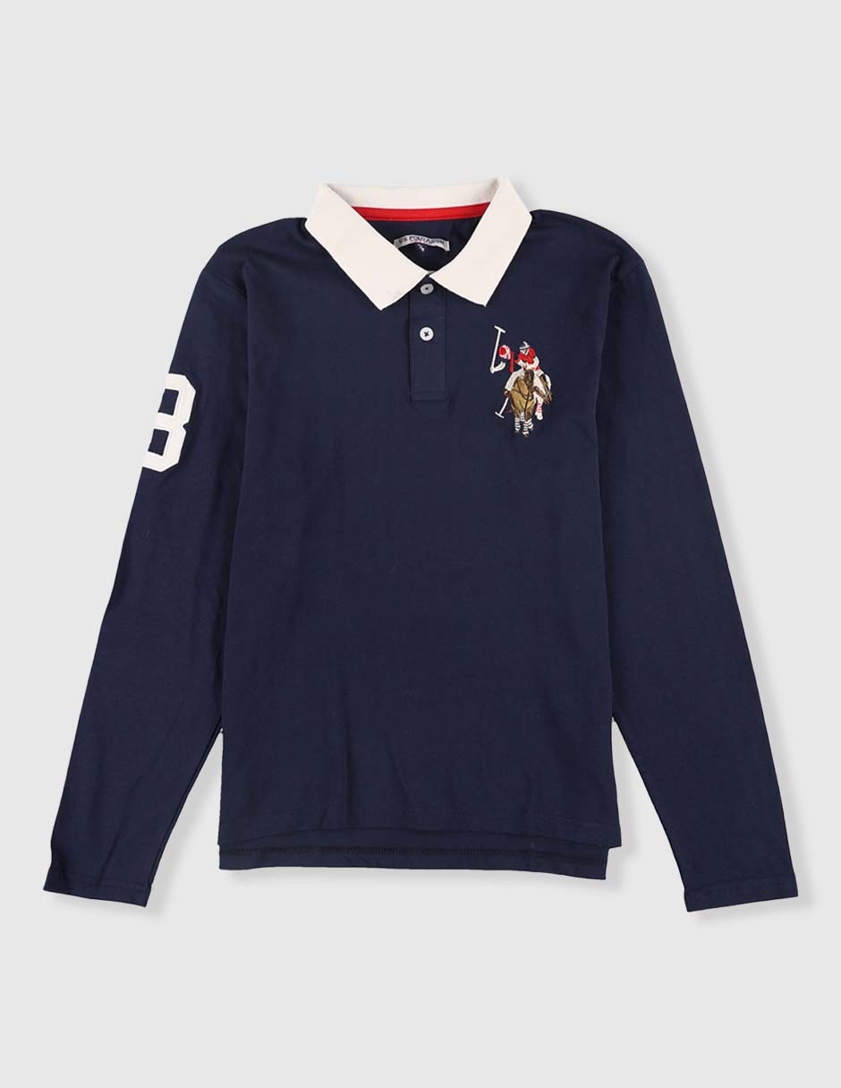 Playera tipo polo de algodón para niño