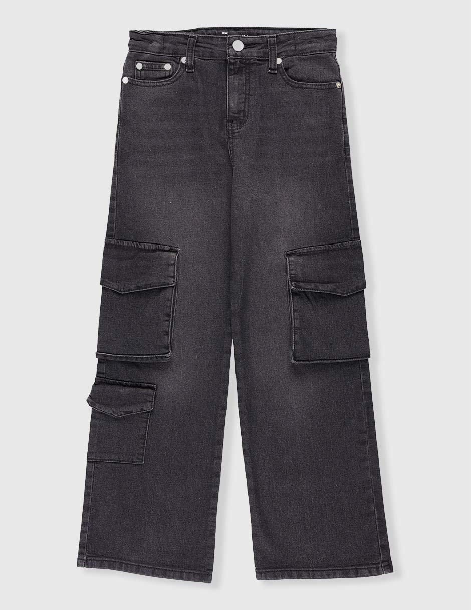 Jeans amplio lavado obscuro para niña Jeans amplio lavado obscuro para niña