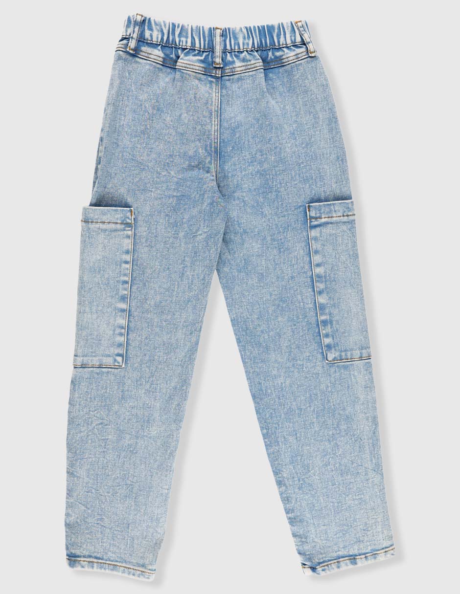 Jeans cargo baggy Weekend lavado bitono para niña 2