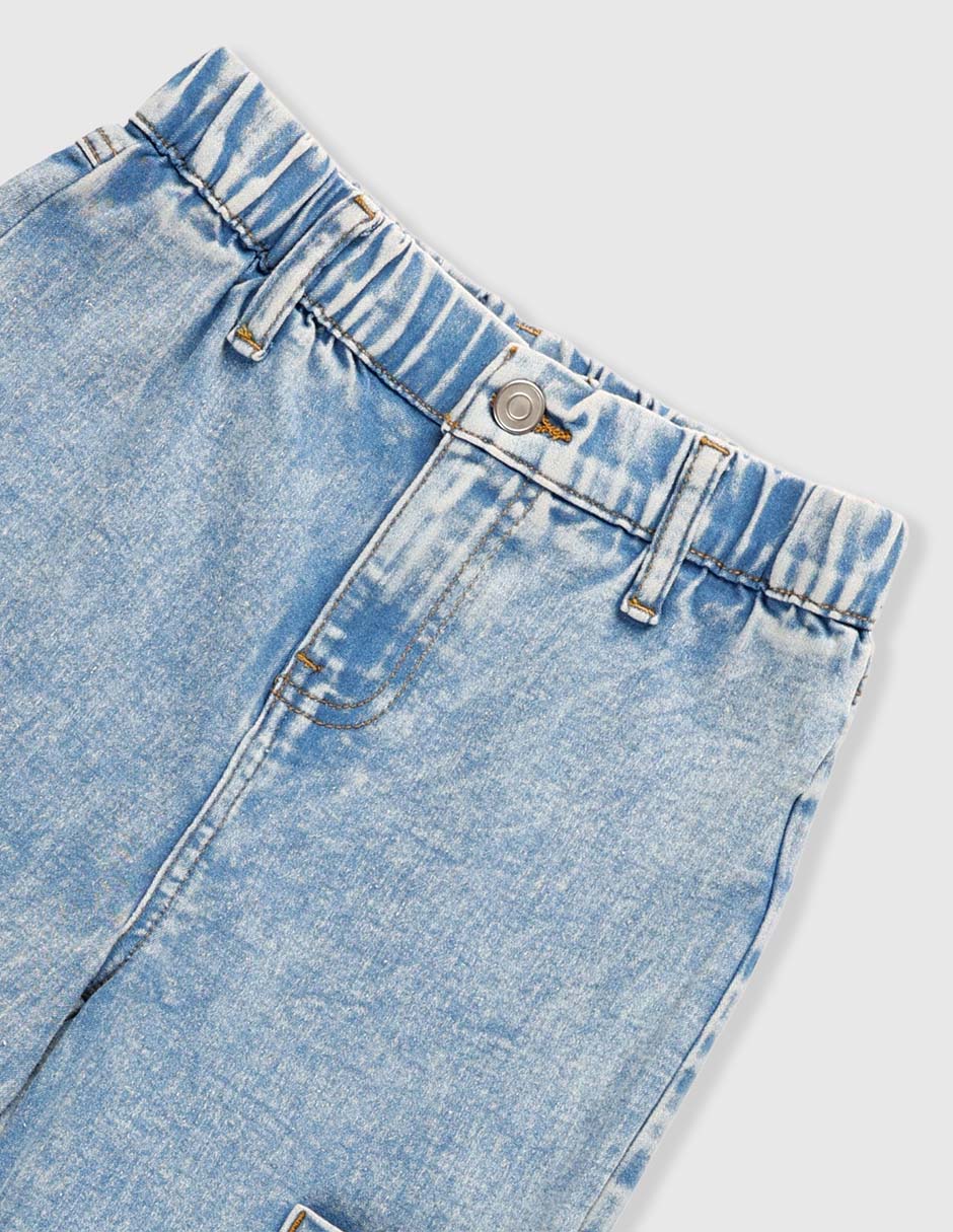 Jeans cargo baggy Weekend lavado bitono para niña 3
