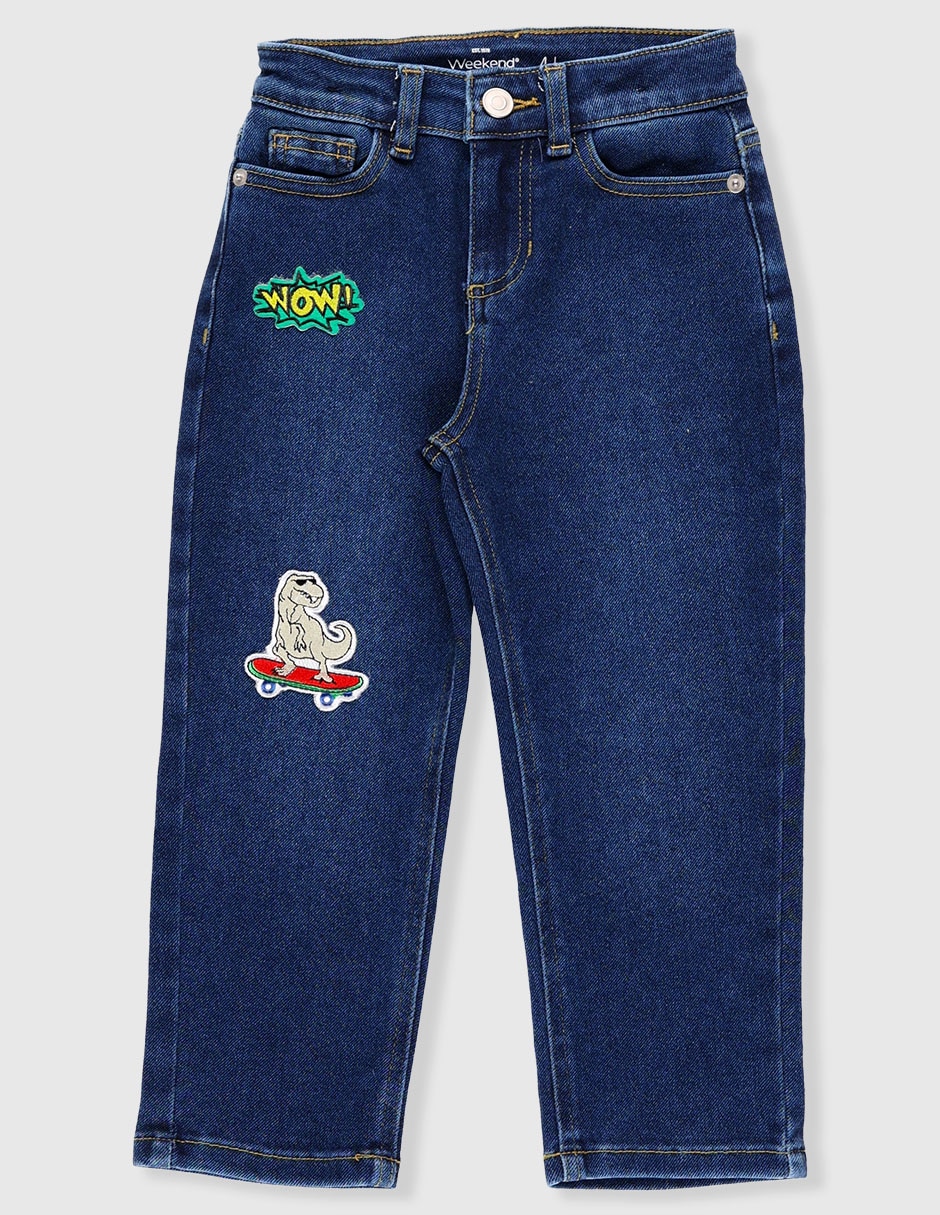 Jeans straight lavado obscuro para niña Jeans straight lavado obscuro para niña
