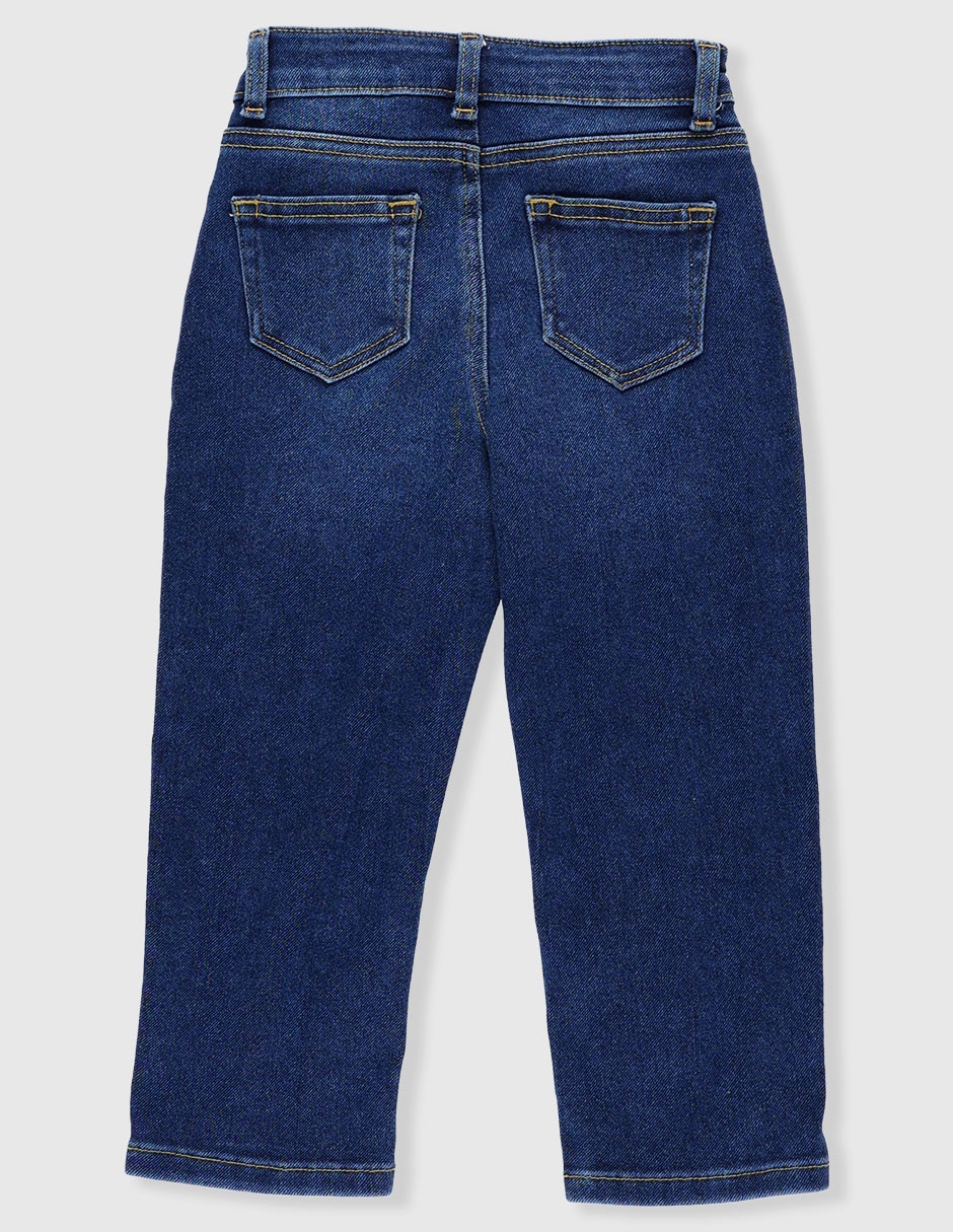 Jeans straight lavado obscuro para niña 2