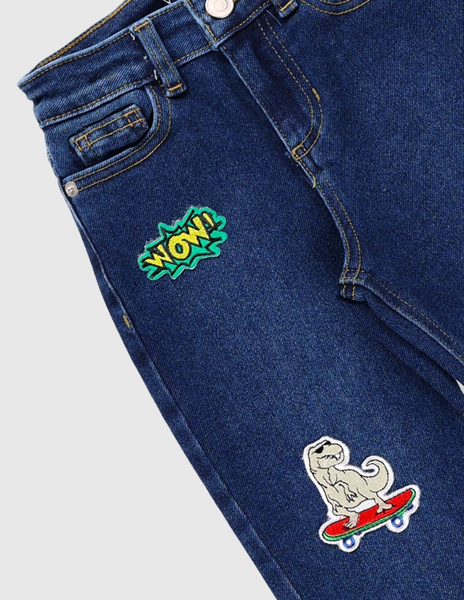 Jeans straight lavado obscuro para niña 3