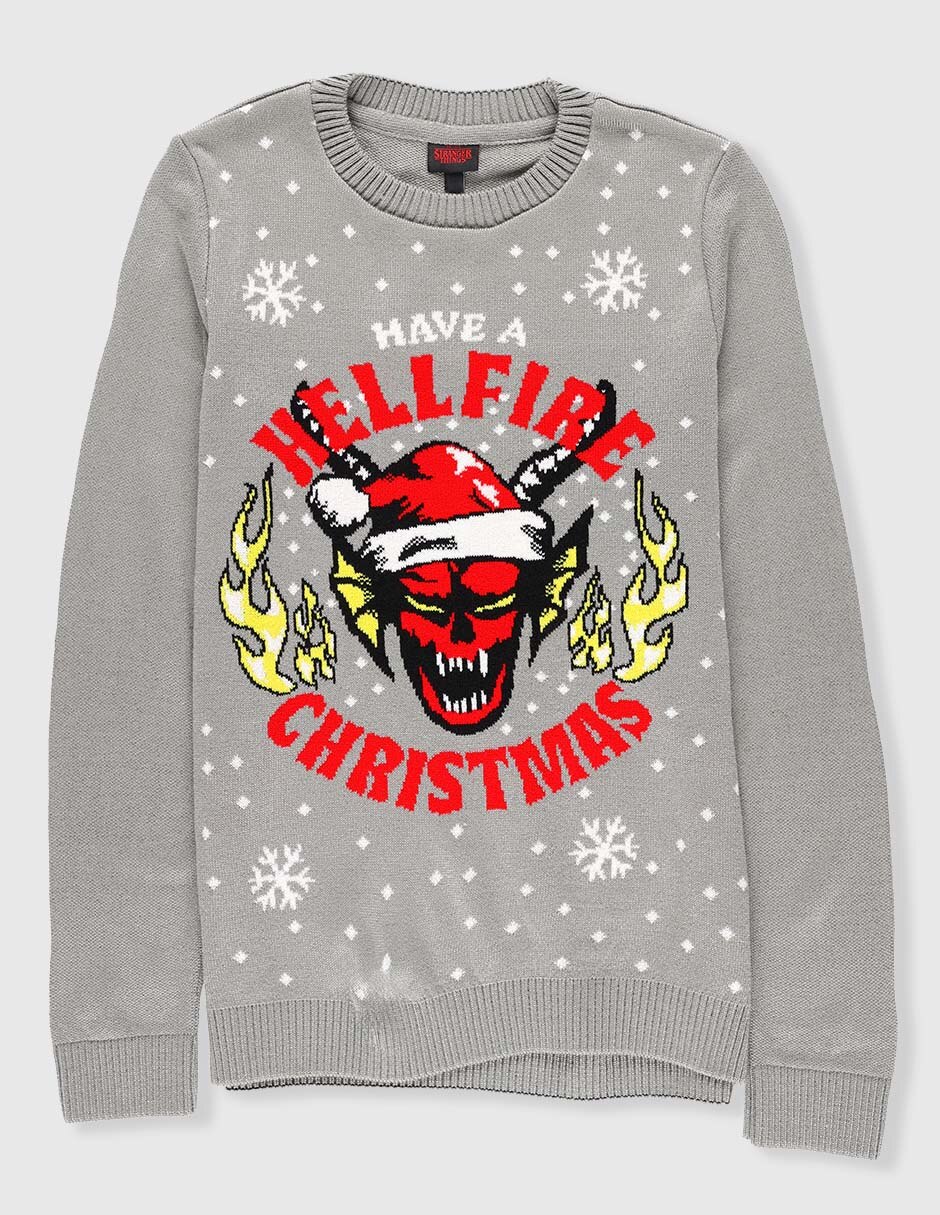 Suéter navideño Netflix Hellfire para niño Suburbia