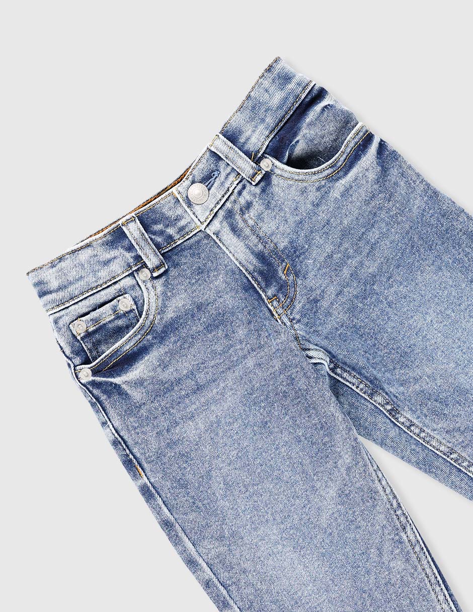 Jeans straight lavado stone wash para niño 3