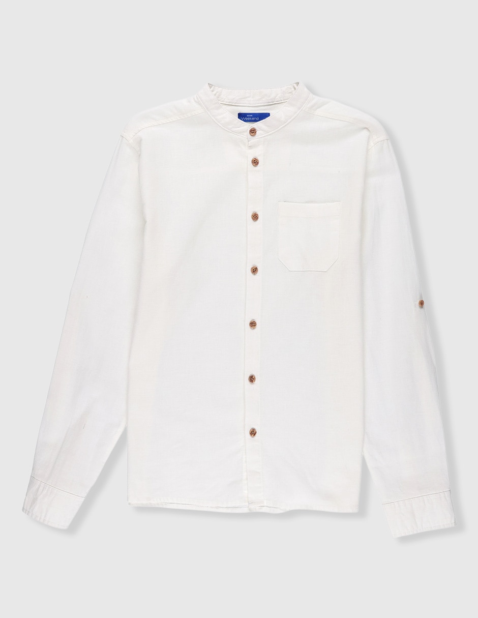 Camisa de vestir de algodón manga larga para niño Camisa de vestir de algodón manga larga para niño