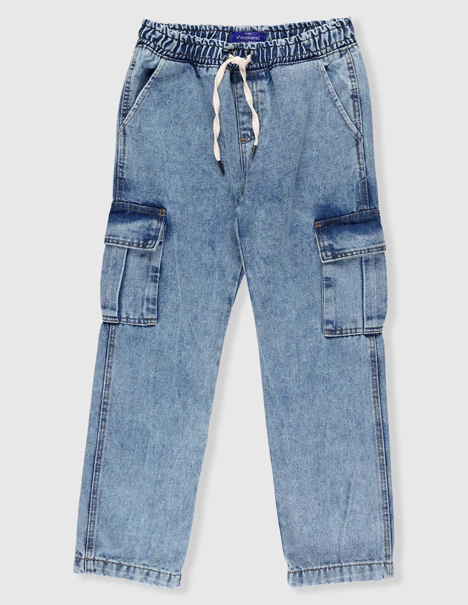 Jeans relaxed wide leg lavado claro para niño Jeans relaxed wide leg lavado claro para niño