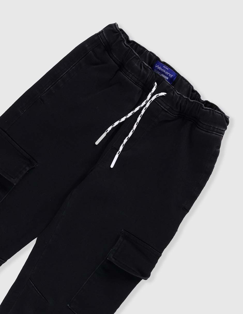Jeans cargo relajado lavado obscuro para niño 3
